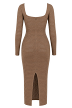 CILYON Mysteria LS Paneled Dress in light brown — back view