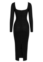 CILYON Mysteria LS Paneled Dress in black — back view with concealed zip