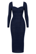 CILYON Mysteria LS Paneled Dress in navy blue — front view