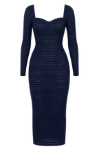 CILYON Mysteria LS Paneled Dress in navy blue — front view