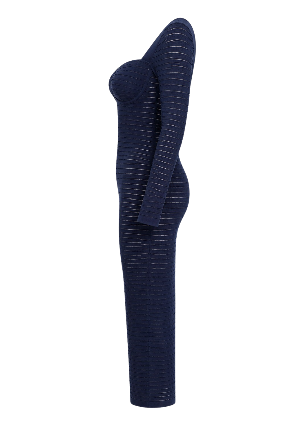 CILYON Mysteria LS Paneled Dress in navy blue — side profile