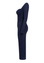 CILYON Mysteria LS Paneled Dress in navy blue — side profile
