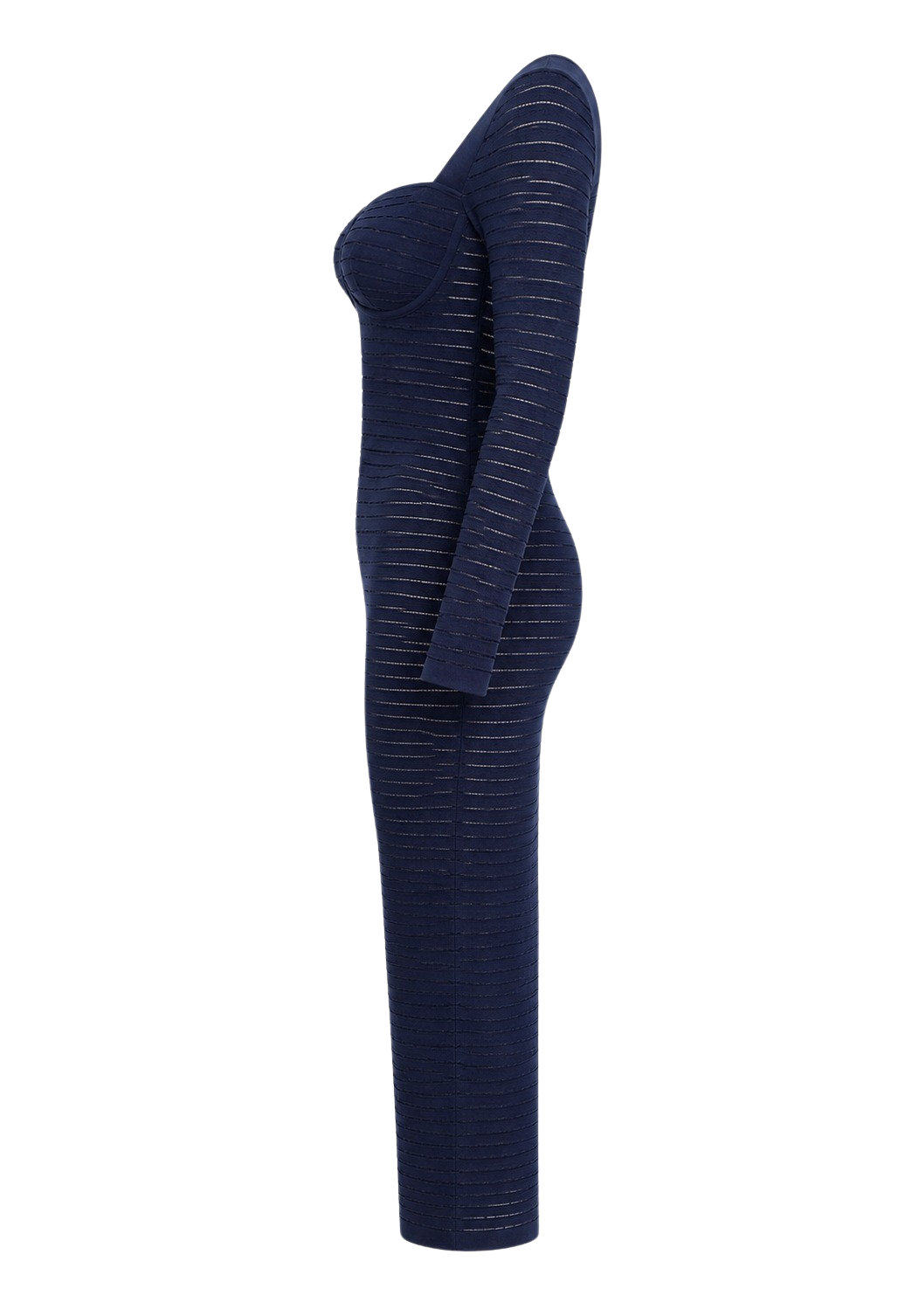 CILYON Mysteria LS Paneled Dress in navy blue — side profile