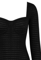 CILYON Mysteria LS Paneled Dress in black — bodice and panel knit detail