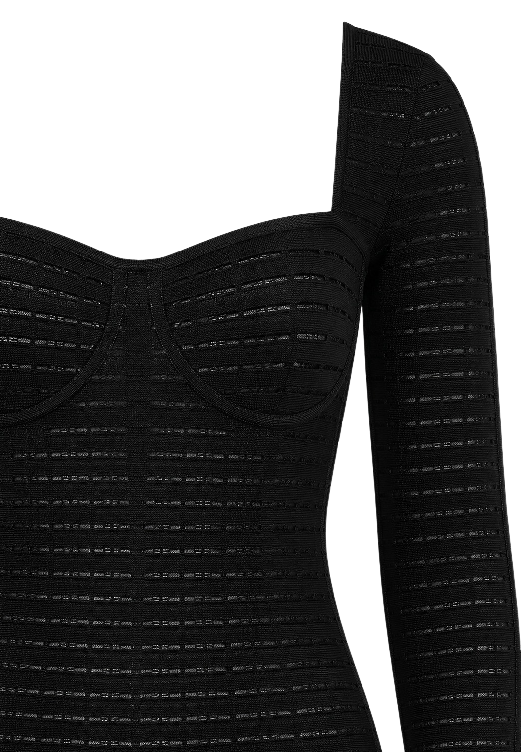 CILYON Mysteria LS Paneled Dress in black — bodice and panel knit detail