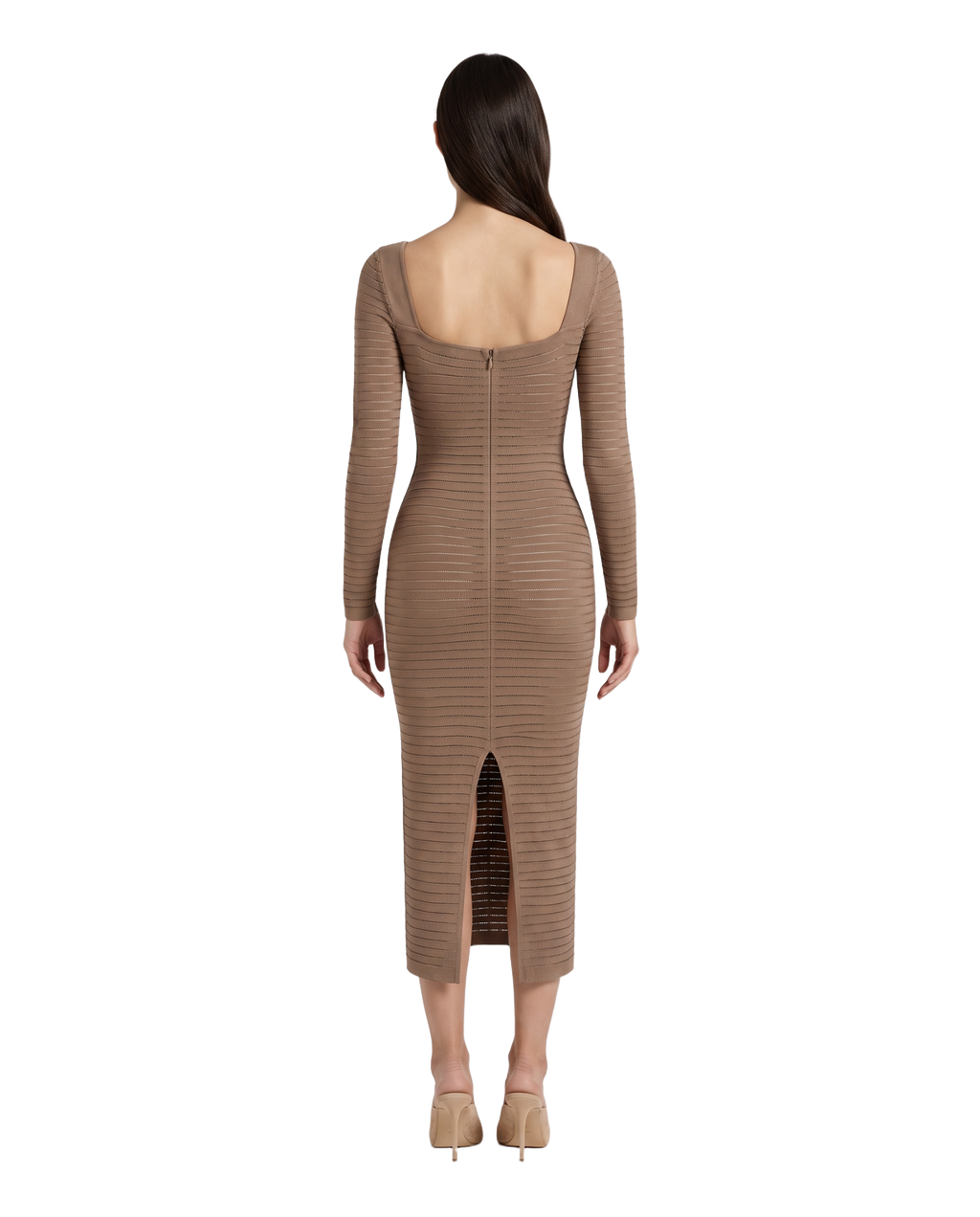 Mysteria LS Paneled Dress Light Brown