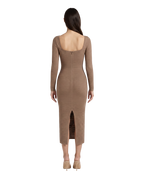 Mysteria LS Paneled Dress Light Brown