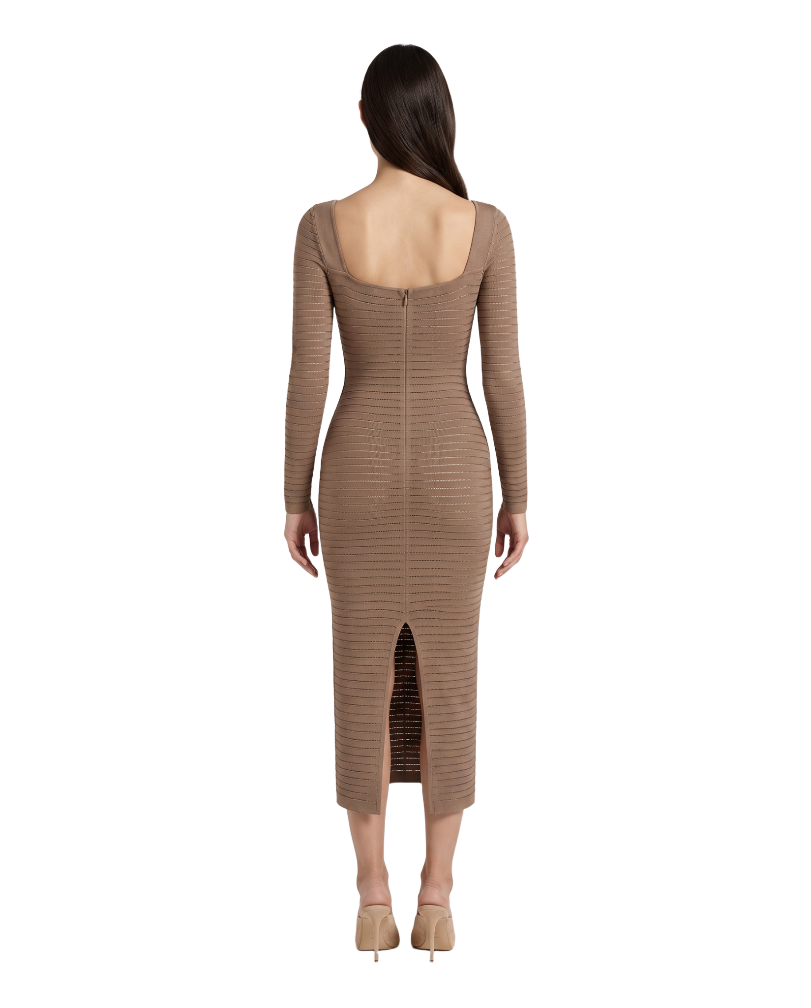 Mysteria LS Paneled Dress Light Brown