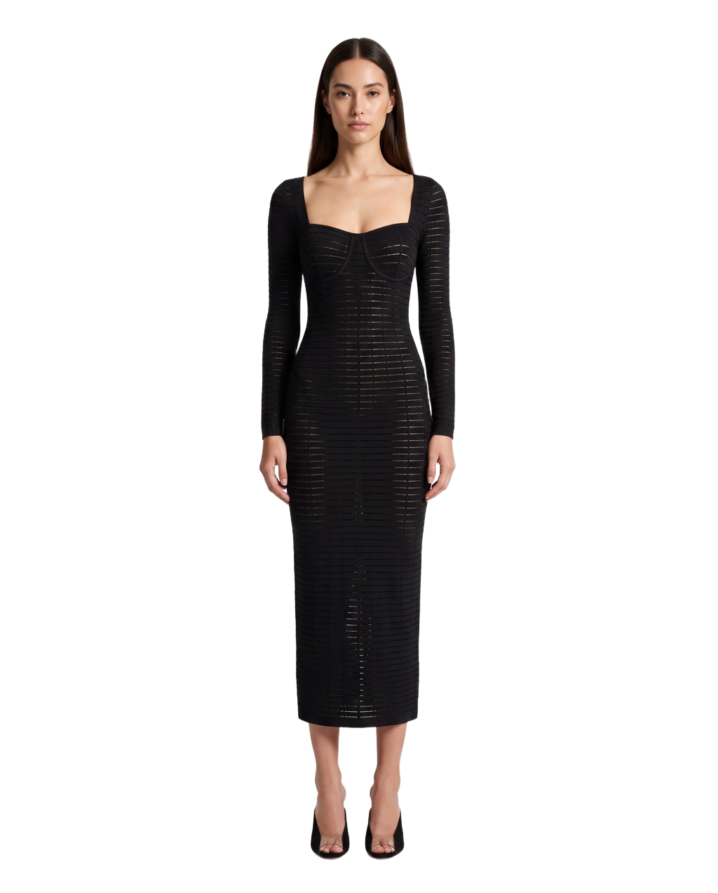 Mysteria LS Paneled Dress Black