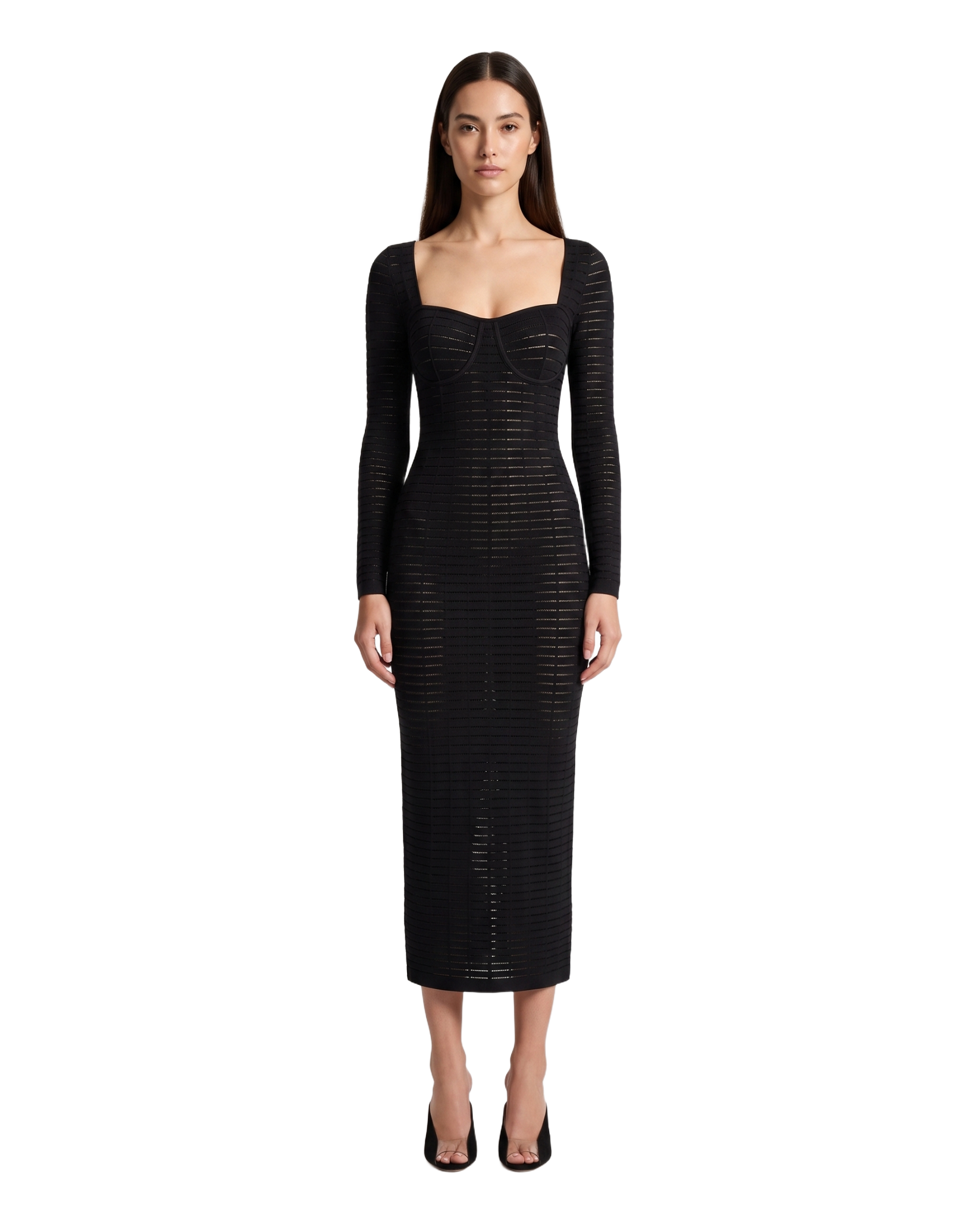 Mysteria LS Paneled Dress Black