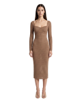 Mysteria LS Paneled Dress Light Brown