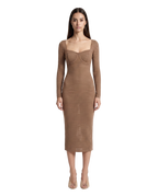 Mysteria LS Paneled Dress Light Brown