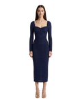 Mysteria LS Paneled Dress Navy Blue