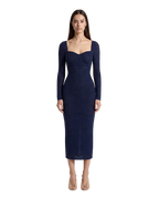 Mysteria LS Paneled Dress Navy Blue