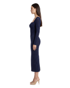 Mysteria LS Paneled Dress Navy Blue