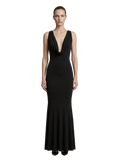 Magnifique Draped Long Dress Black