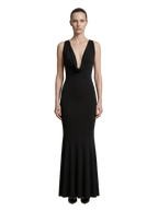 Magnifique Draped Long Dress Black