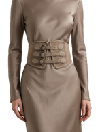 Yen Corset Buckle Belt Suede Taupe