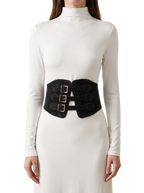 Yen Corset Buckle Belt Suede Black