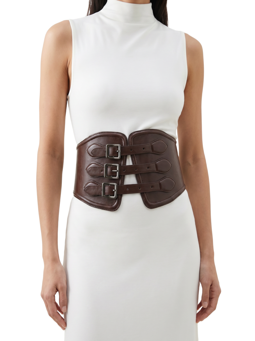 Yen Corset Buckle Belt Dark Brown