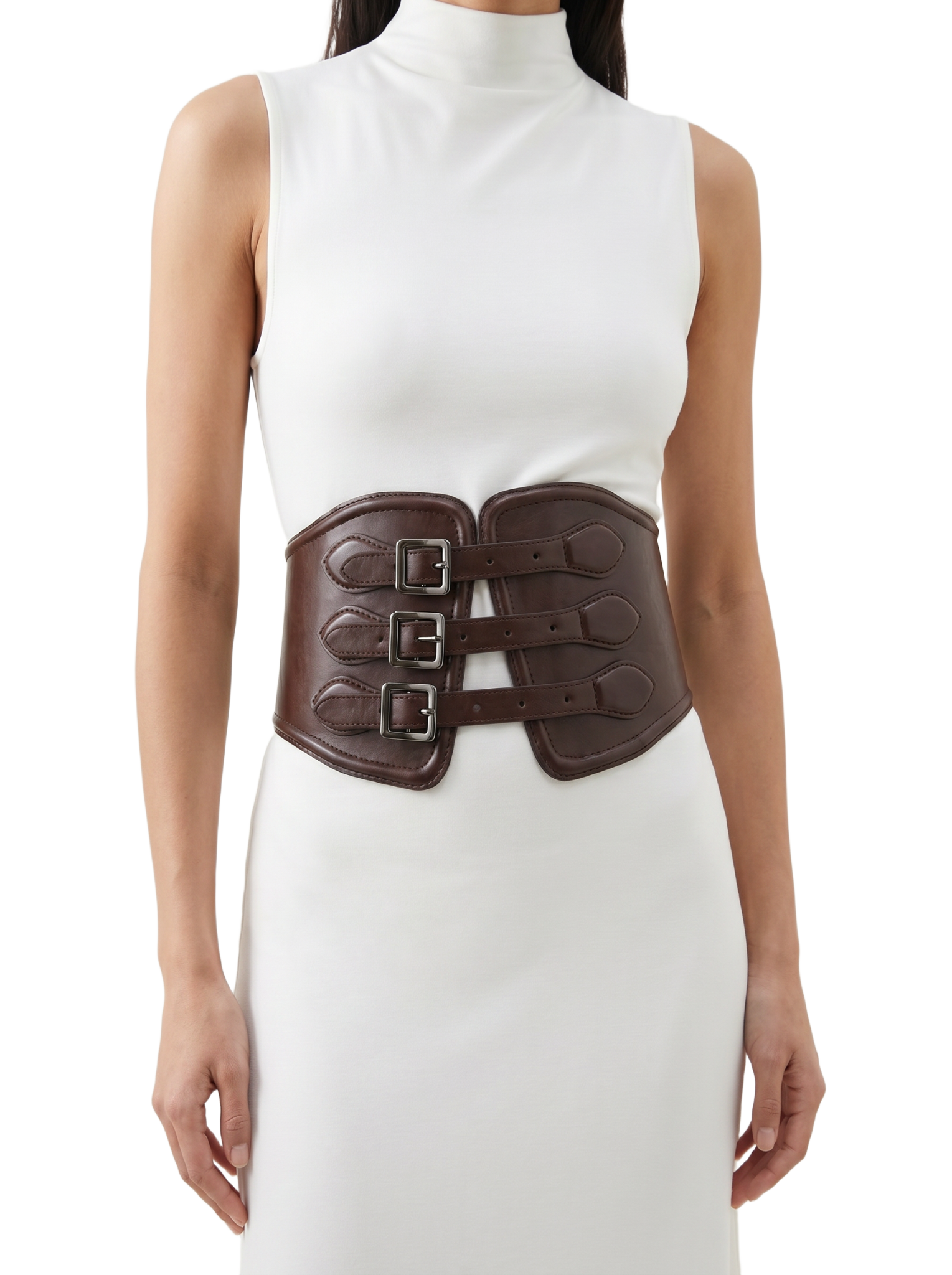 Yen Corset Buckle Belt Dark Brown