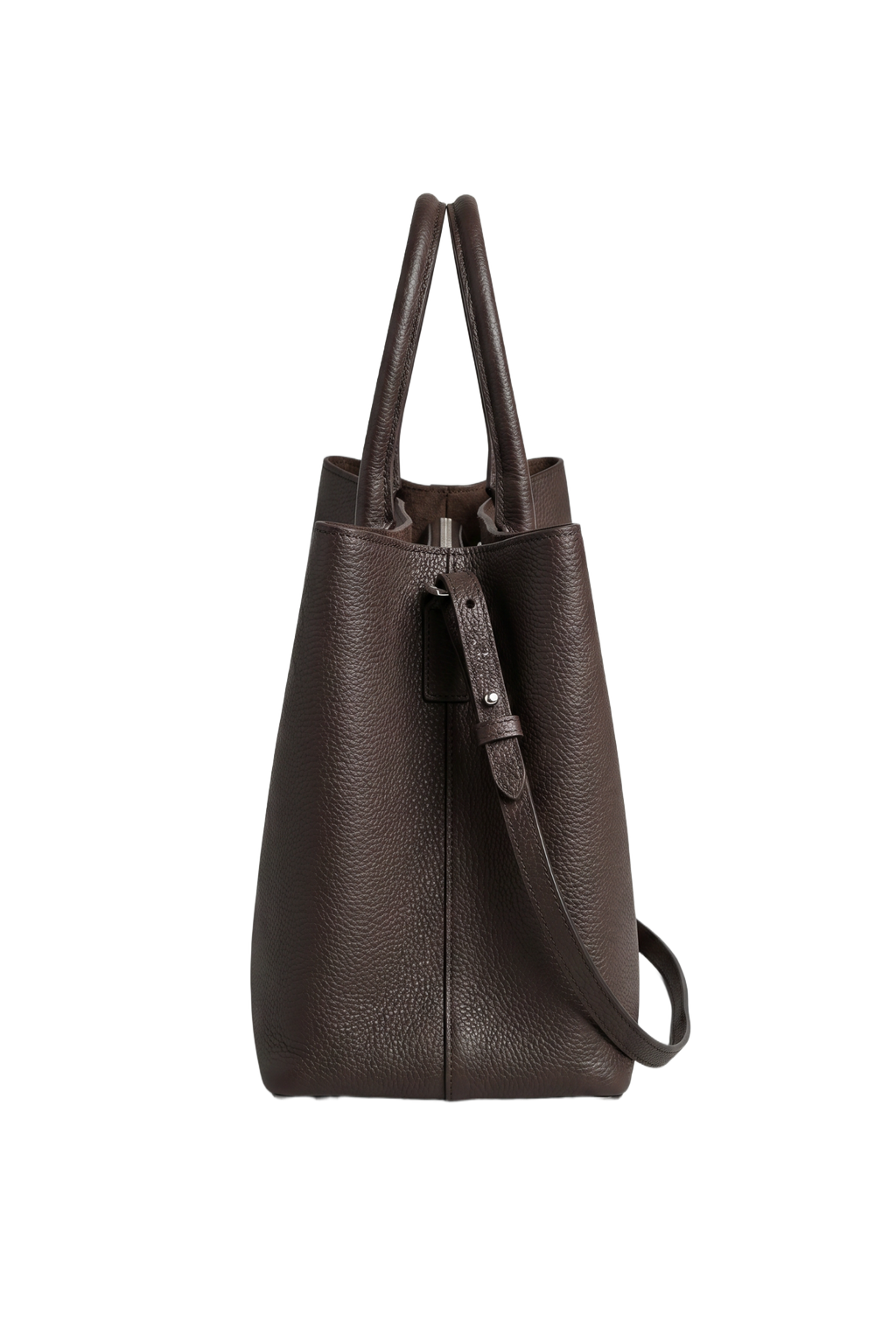 Classic Lock Tote Small Dark Brown