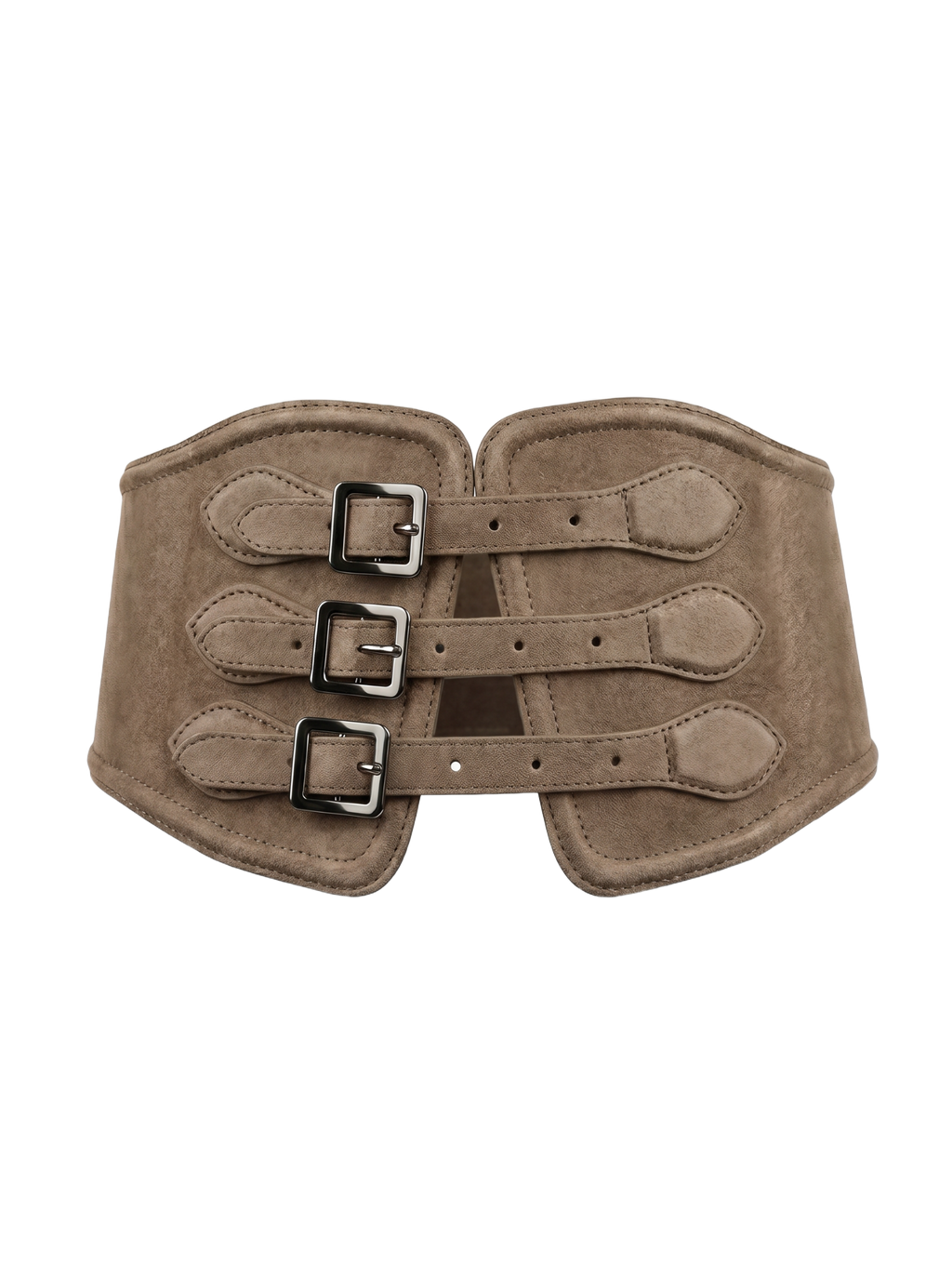 Yen Corset Buckle Belt Suede Taupe