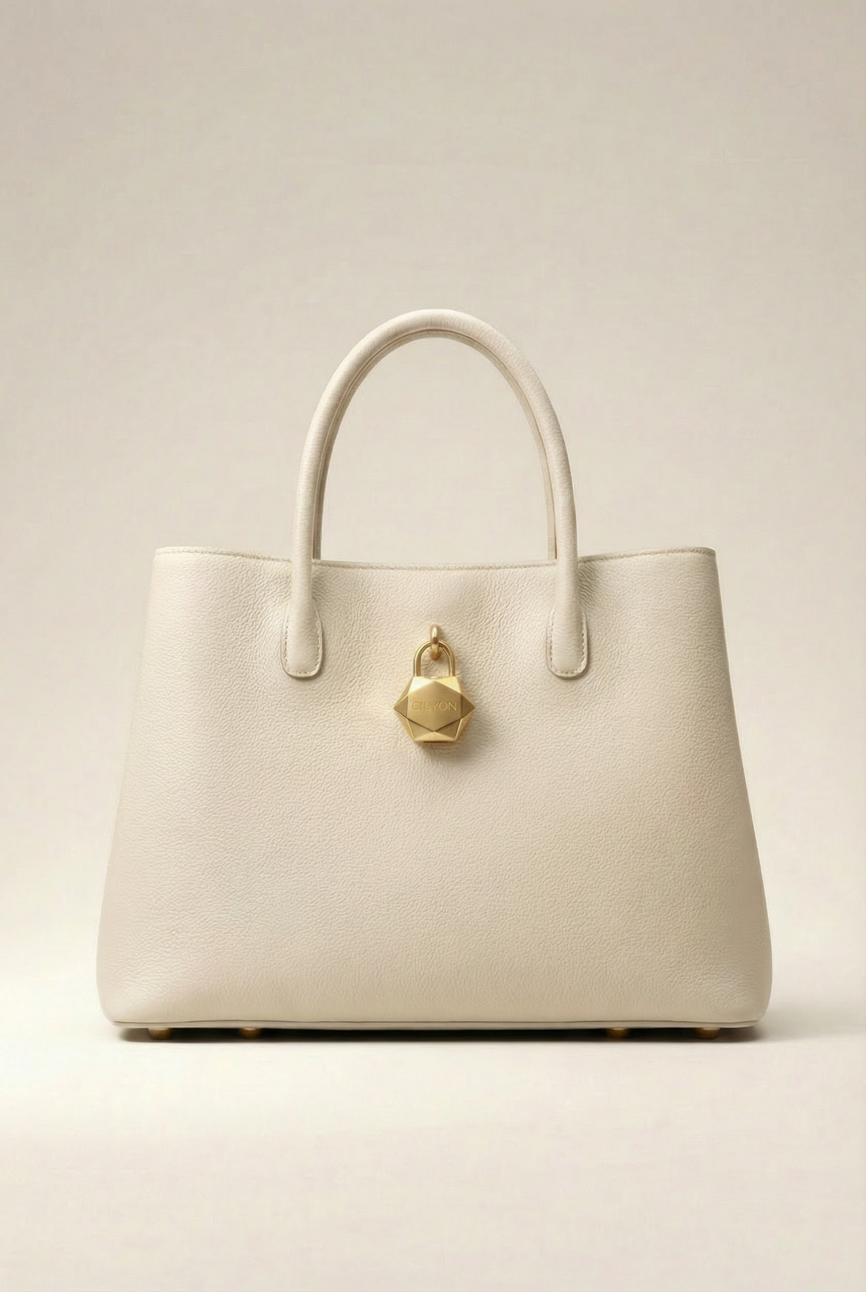 Classic Lock Tote Small Cream
