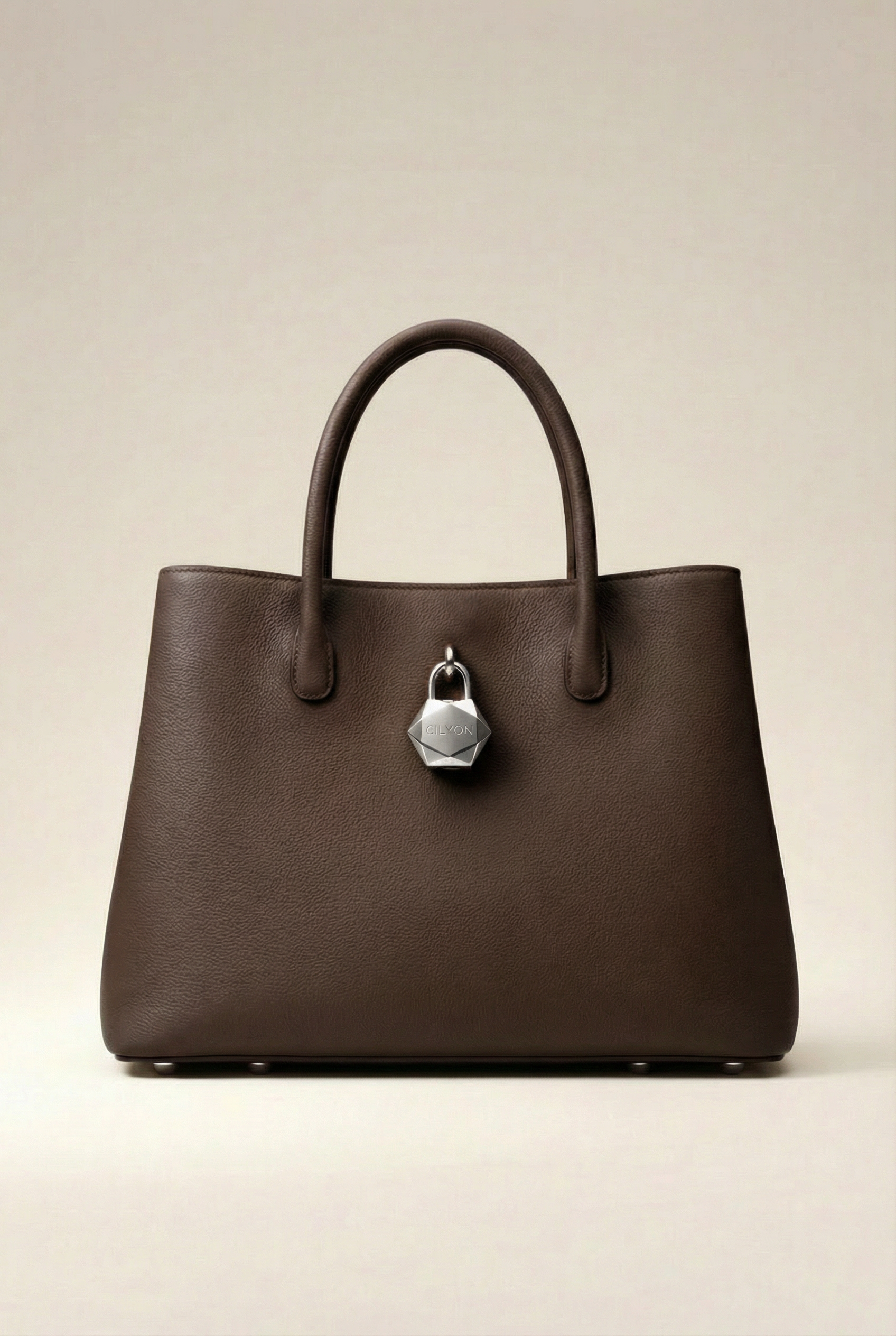 Classic Lock Tote Small Dark Brown