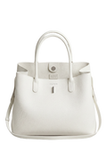 Classic Lock Tote Small White Saffiano