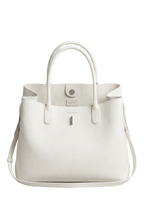 Classic Lock Tote Small White Saffiano