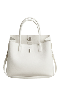 Classic Lock Tote Small White Saffiano