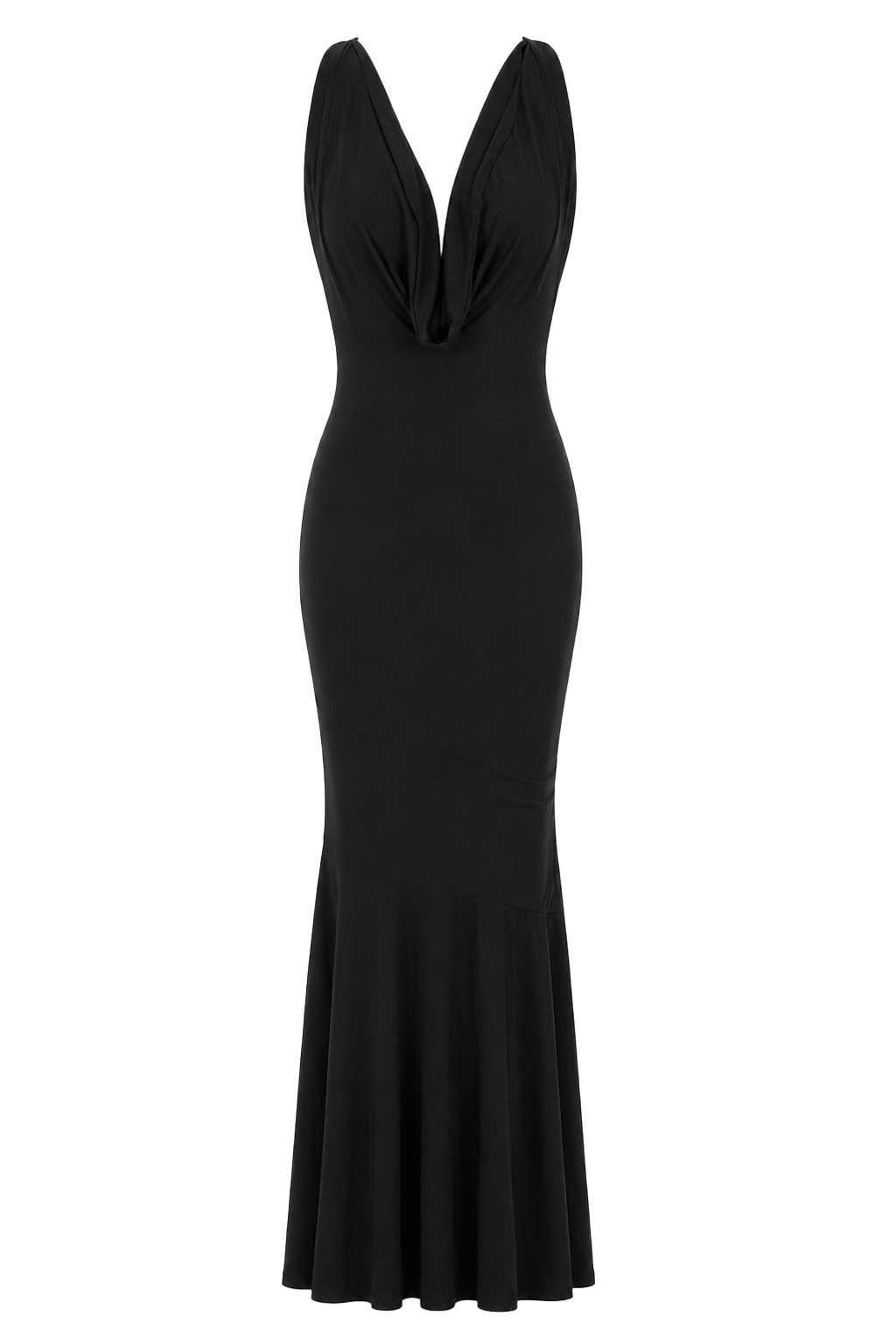 Magnifique Draped Long Dress Black