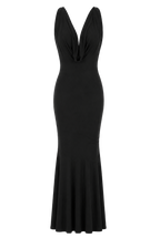 Magnifique Draped Long Dress Black