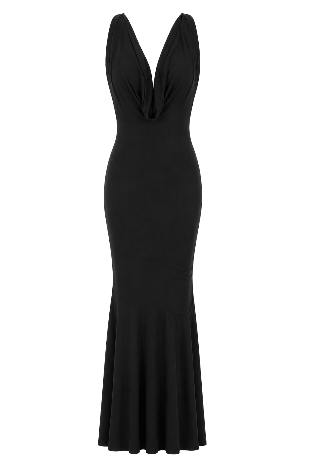 Magnifique Draped Long Dress Black