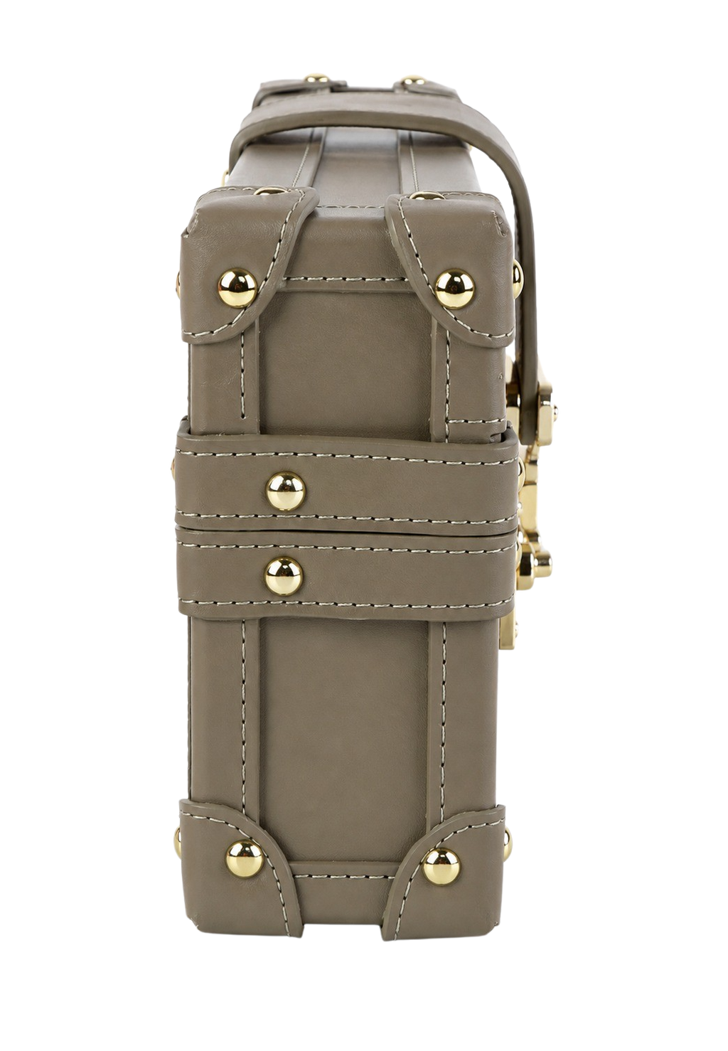 CILYON Rectangle Box Clutch in taupe calfskin leather — side profile