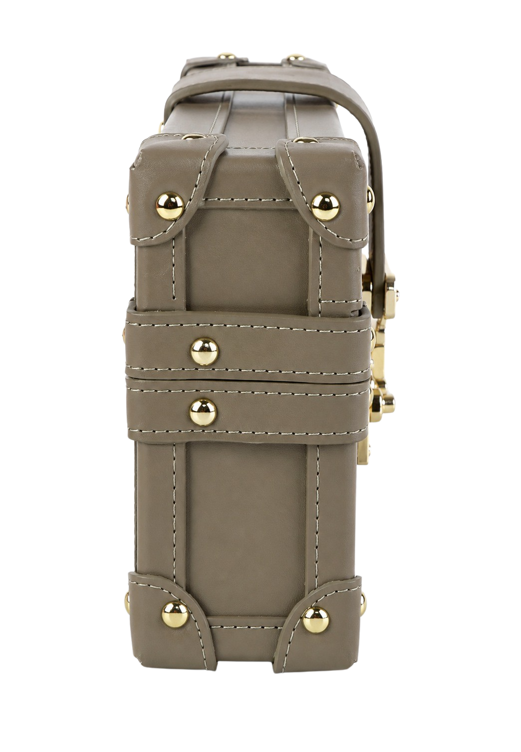 CILYON Rectangle Box Clutch in taupe calfskin leather — side profile
