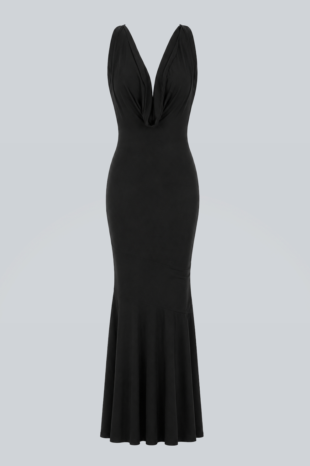 Magnifique Draped Long Dress Black