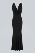 Magnifique Draped Long Dress Black