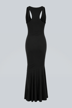 Magnifique Draped Long Dress Black
